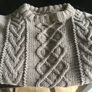 Beautiful M/L cotton khaki fisherman chunky knit sweater